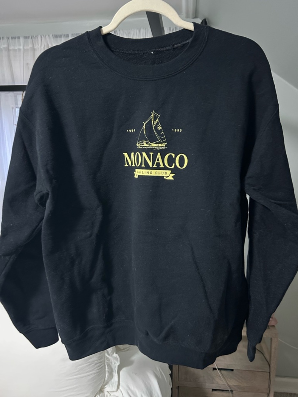 Monaco Sailing Club Black Crewneck Sweatshirt - Yellow Logo